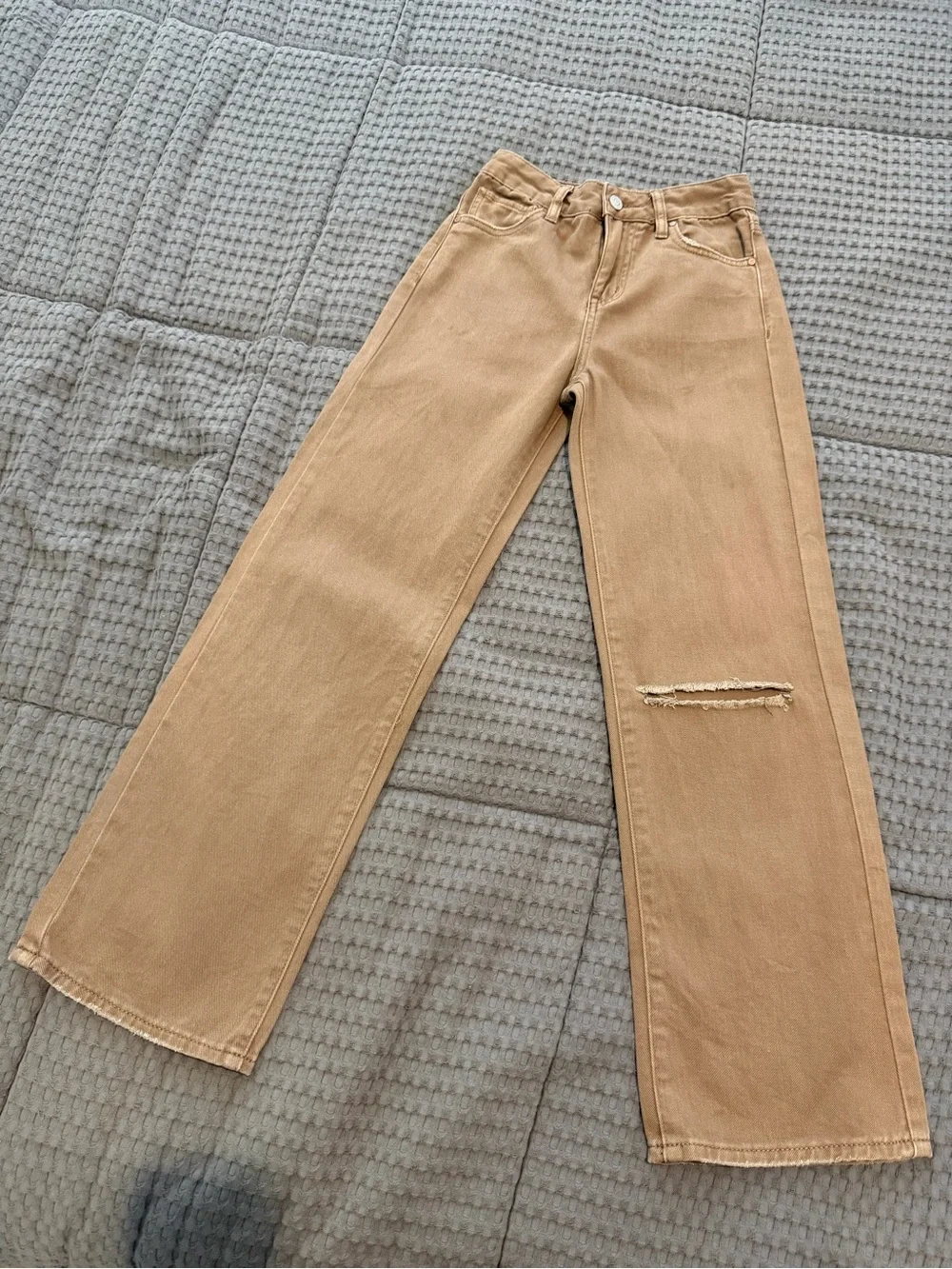 Girls' RSQ Ripped Jeans Wide Leg Brown Size 10